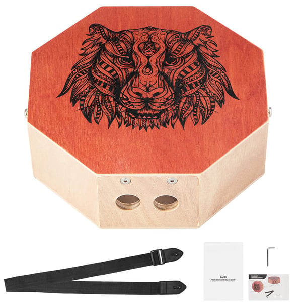 Cajon trommekasse, 29,5x29,5x10 cm, naturtræ, birketræ, musikinstrument