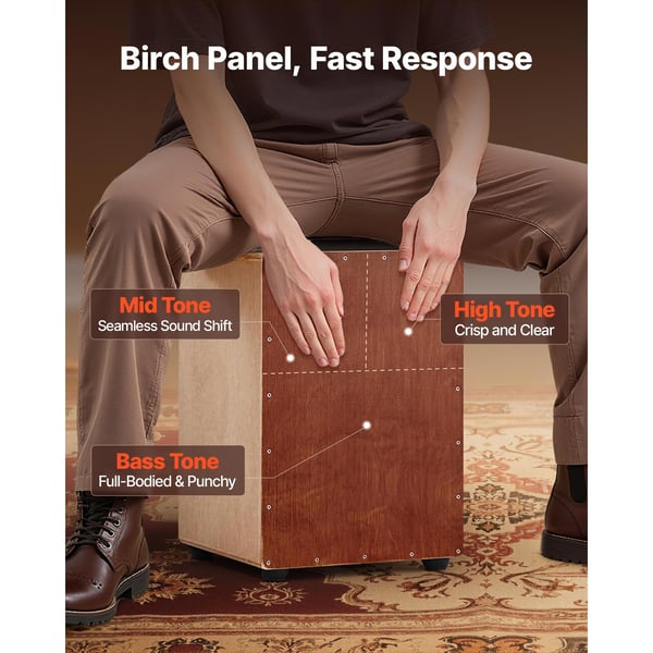 Cajon tromme 30,5x30,5x43 cm naturtræ slaginstrument