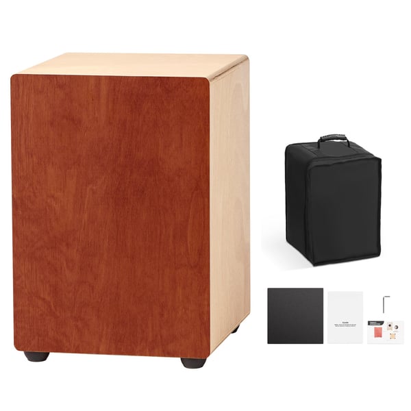 Box Drum, Cajon med indvendige guitarstrenge, 30.5x30.5x43 cm, Naturtræ, Birketræ