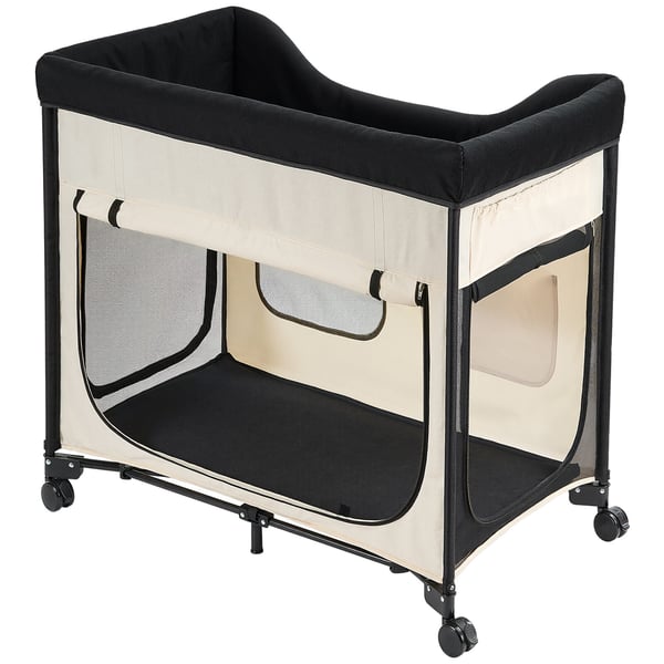 Kæledyrsseng, Hævet Lounge Foldbar Køje, 87x56x73,5 cm, Beige, Opbevaring
