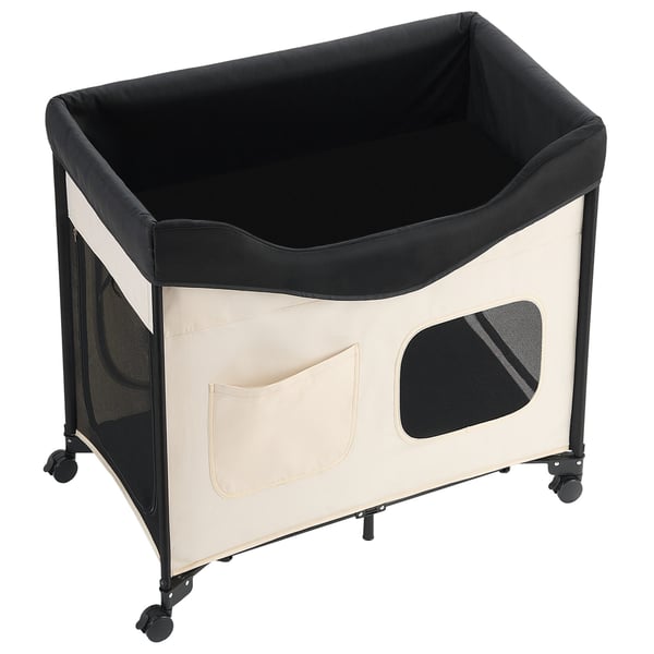 Kæledyrsseng, Hævet Lounge Foldbar Køje, 87x56x73,5 cm, Beige, Opbevaring