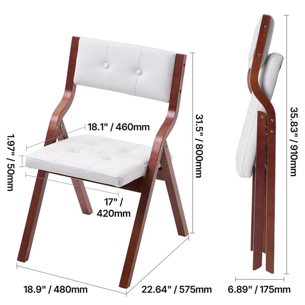 Fällstol, 2-delars set, 57,5x48x80 cm, Vit, Träram