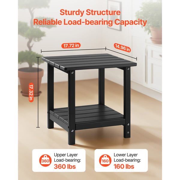 Sidebord, 45x38x44 cm, Sort, HDPE