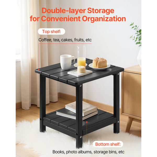 Sidebord, 45x38x44 cm, Sort, HDPE