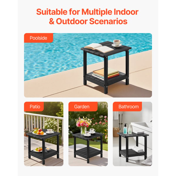 Sidebord, 45x38x44 cm, Sort, HDPE
