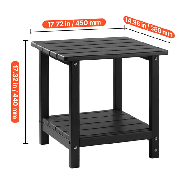 Sidebord, 45x38x44 cm, Sort, HDPE
