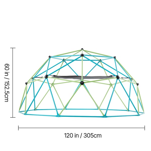 Klätterkupol, Geometrisk klätterställning med gunga och hängmatta, 305x305x152.5 cm, Utomhuslekplats