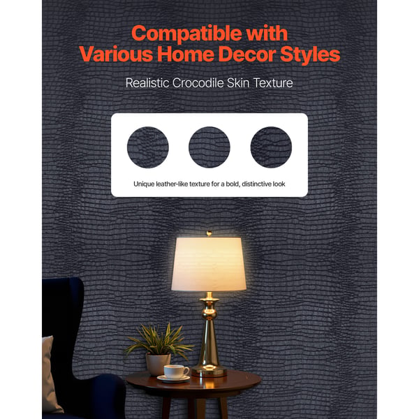 Tapet, Selvklæbende vinylrulle, 40x1000 cm, Sort, PVC