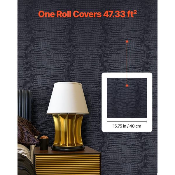 Tapet, Selvklæbende vinylrulle, 40x1000 cm, Sort, PVC