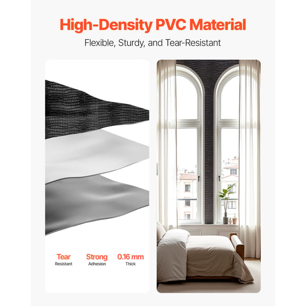 Tapet, Selvklæbende vinylrulle, 40x1000 cm, Sort, PVC