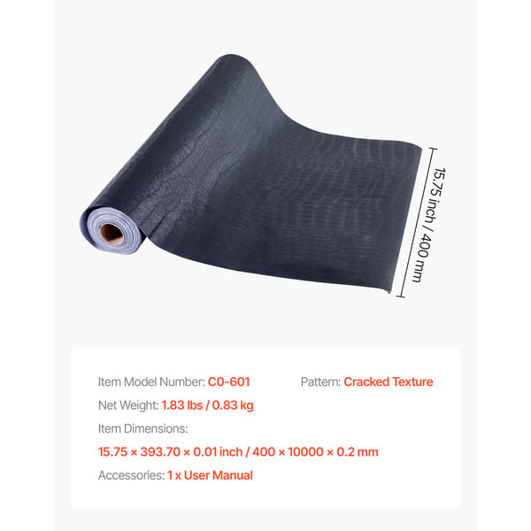 Tapet, Selvklæbende vinylrulle, 40x1000 cm, Sort, PVC