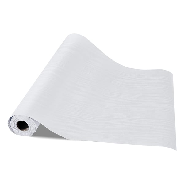 Tapet, Självhäftande trästruktur, 45x1000 cm, Vit, PVC