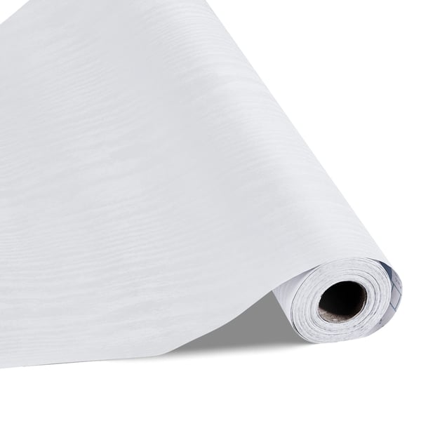 Tapet, Självhäftande trästruktur, 45x1000 cm, Vit, PVC