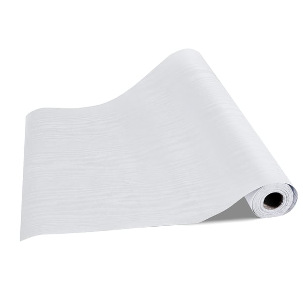 Tapet, Självhäftande trästruktur, 45x1000 cm, Vit, PVC
