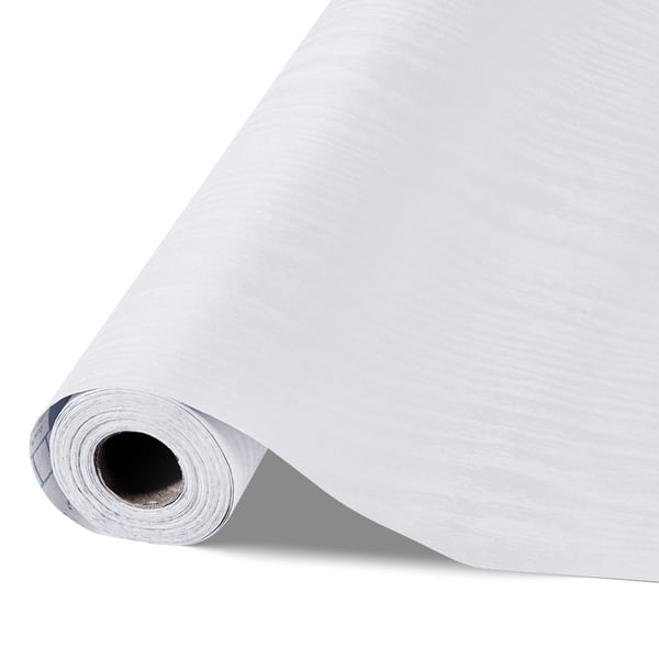 Tapet, Självhäftande trästruktur, 45x1000 cm, Vit, PVC
