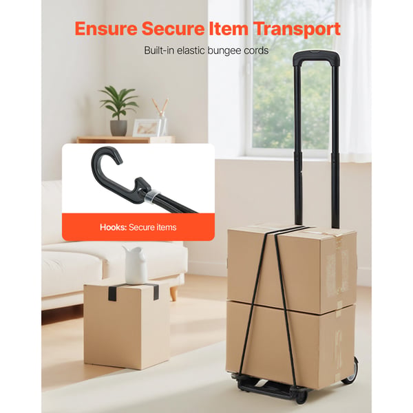 Hopfällbar transportkärra 32x23,5x96,5 cm svart, fällbar vagn