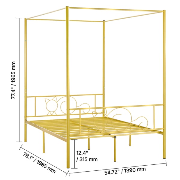 Himmelsengestel, 198,5x139x196,5 cm, Guld, Metal