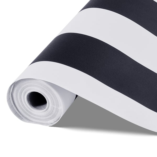 Tapet, 45x1500 cm, Sort og Hvid, Vinyl