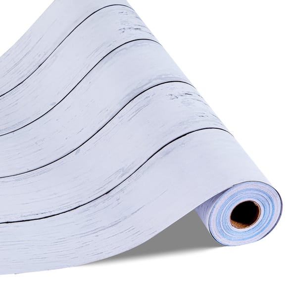 Tapetti, 45x1200 cm, Valkoinen, Puukuvioitu PVC