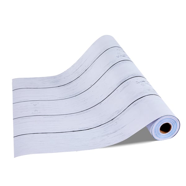 Tapetti, 45x1200 cm, Valkoinen, Puukuvioitu PVC