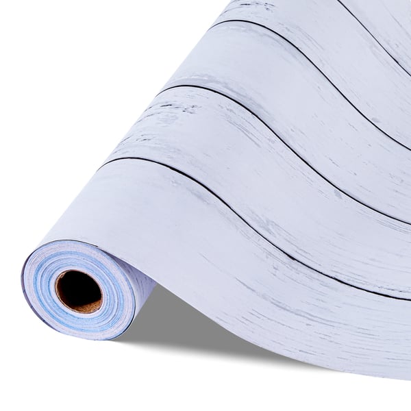 Tapetti, 45x1200 cm, Valkoinen, Puukuvioitu PVC