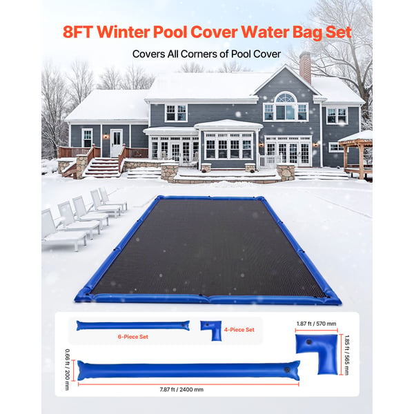 Pool Cover Vandpose Sæt, 6-pak 240x20 cm og 4 hjørnerør, PVC
