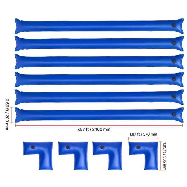 Pool Cover Vandpose Sæt, 6-pak 240x20 cm og 4 hjørnerør, PVC