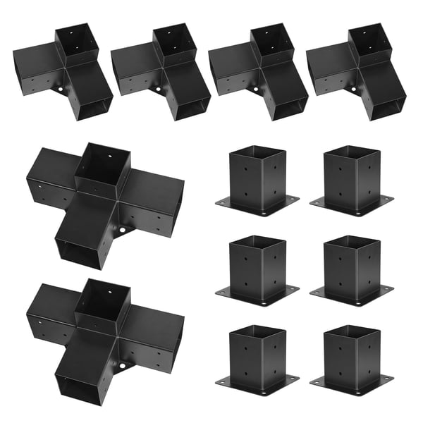 Pergolan kiinnikesarja, 92x92 mm, musta, teräs