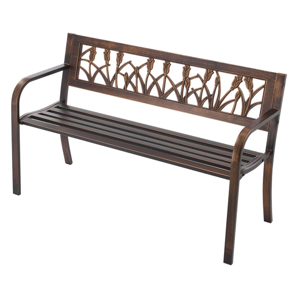 Udendørs bænk, 127x52x77 cm, bronze, metalstel Udendørs bænk, 127x52x77 cm, bronze, metalstel