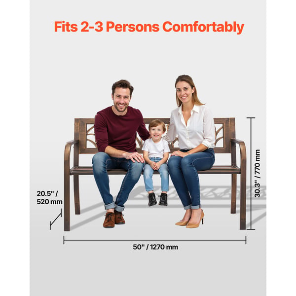 Udendørs bænk, 127x52x77 cm, bronze, metalstel