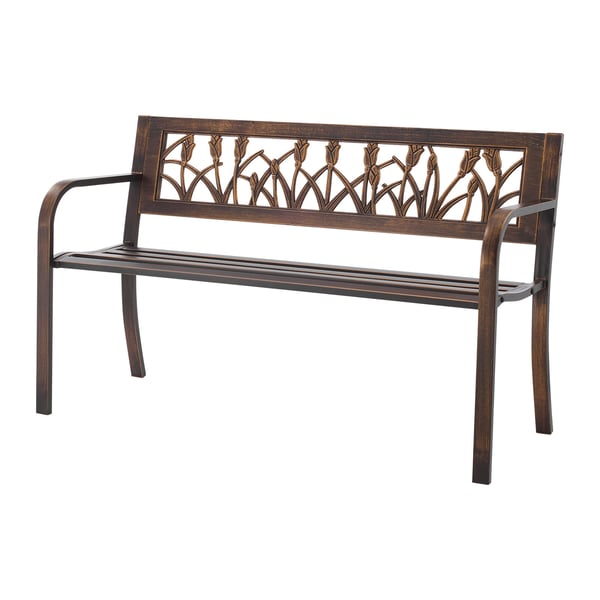 Udendørs bænk, 127x52x77 cm, bronze, metalstel