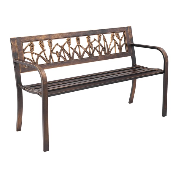 Udendørs bænk, 127x52x77 cm, bronze, metalstel
