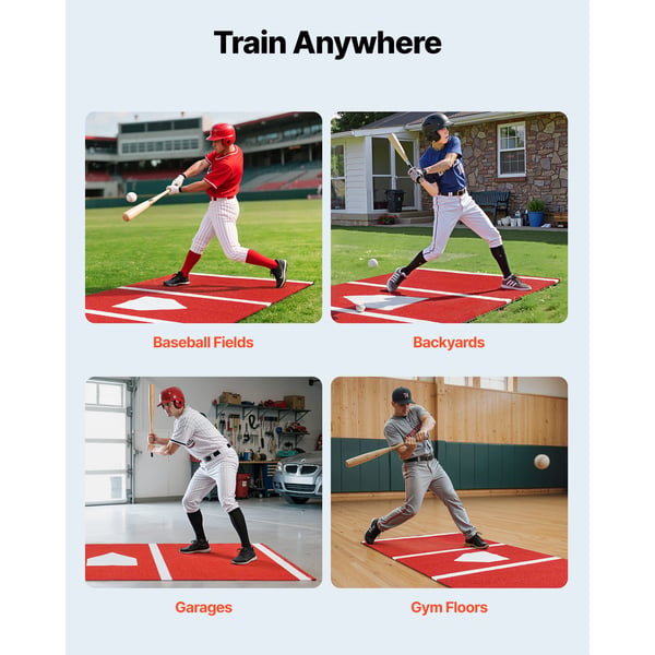 Baseball Slagmatta, 300x116 cm, Röd, Konstgräs Träningshjälp