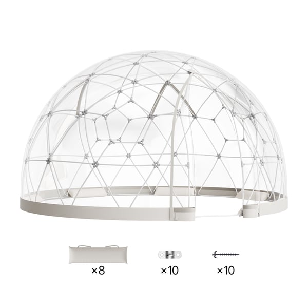 Puutarhan kupoli-iglu, 360x220 cm, valkoinen, PVC