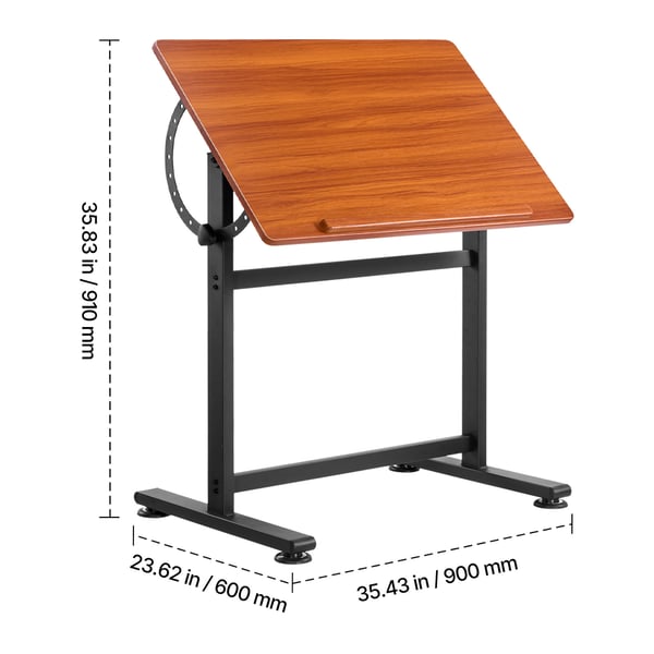 Ritbord, Justerbart 60x90x91 cm Brun, Trä, Justerbar