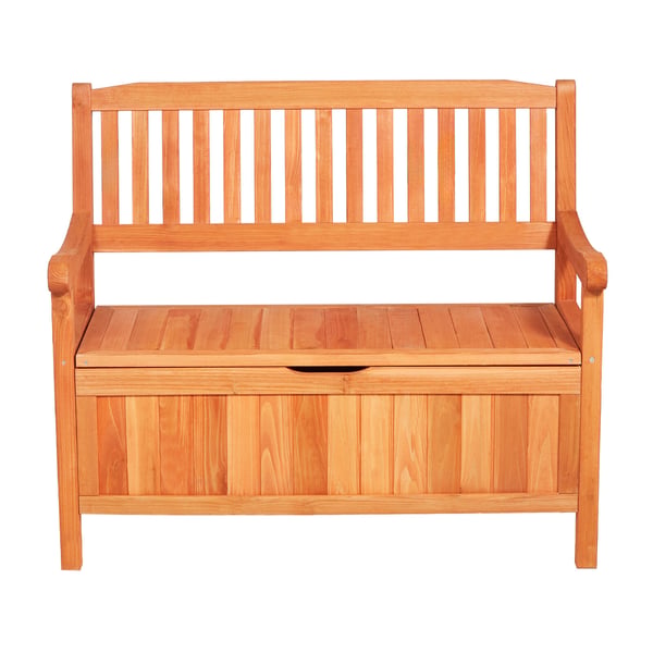 Udendørs opbevaringsbænk, 2-personers, træ, 106,5x58,5x90,1 cm, naturtræ