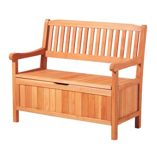 Udendørs opbevaringsbænk, 2-personers, træ, 106,5x58,5x90,1 cm, naturtræ