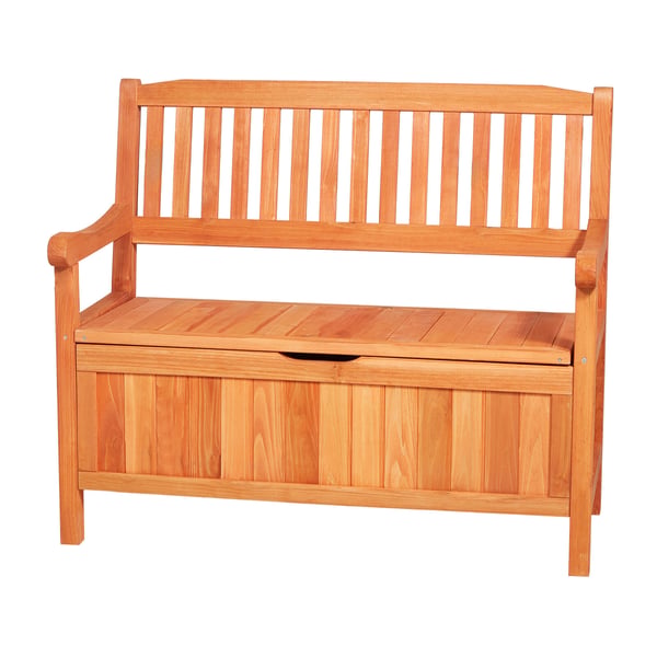 Udendørs opbevaringsbænk, 2-personers, træ, 106,5x58,5x90,1 cm, naturtræ