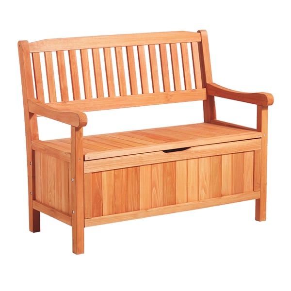 Udendørs opbevaringsbænk, 2-personers, træ, 106,5x58,5x90,1 cm, naturtræ