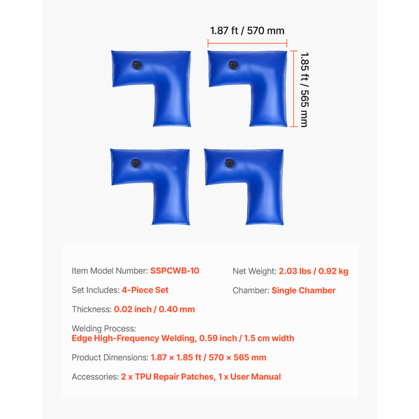 Uima-altaan peitteen vesiputket, 570x565 mm, sininen, vahva PVC