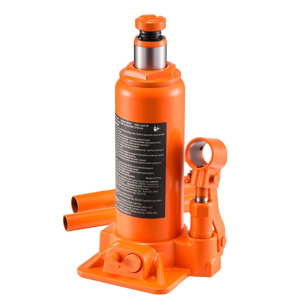 Hydraulisk flaskdomkraft, 195x105x375 mm, orange, kraftig stål