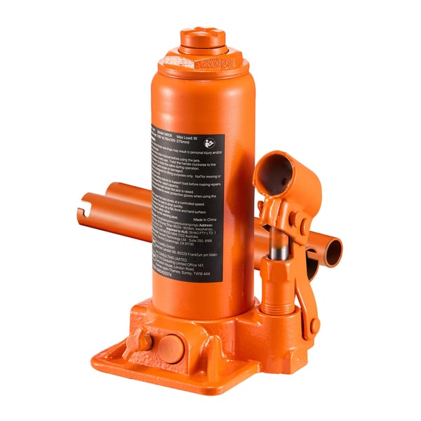 Hydraulisk flaskdomkraft, 195x105x375 mm, orange, kraftig stål