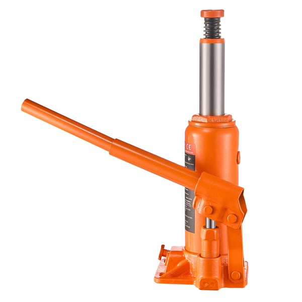 Hydraulisk flaskdomkraft, 195x105x375 mm, orange, kraftig stål