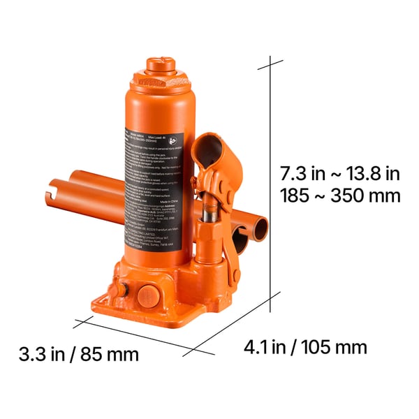 Hydraulisk donkraft, 185x105x185 mm, orange, kraftig model