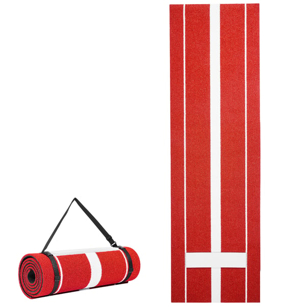 Softball-heittoalusta 305x92 cm punainen, haalistumaton nurmi, liukumaton vaahtomuovipohja