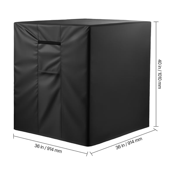 Ilmastointilaitteen suojus, 91,4x91,4x101 cm, musta, vedenpitävä polyesterikangas