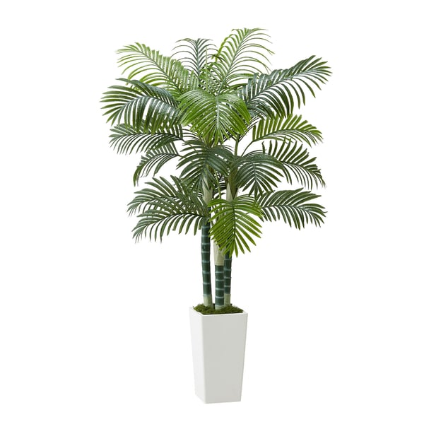 Kunstig Areca-palme, 1040x1040x1780 mm, Hvid, PE-materiale