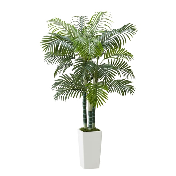 Kunstig Areca-palme, 1040x1040x1780 mm, Hvid, PE-materiale