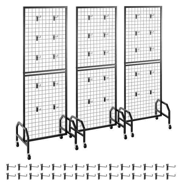 Gittervæg Panel Display Reol, 60x164 cm, Sort, Kulstofstål, Opbevaring