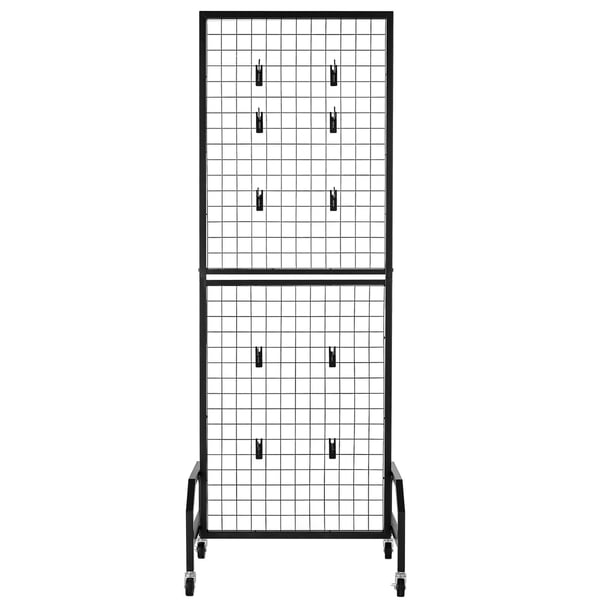 Gittervæg Panel Display Reol, 60x164 cm, Sort, Kulstofstål, Opbevaring